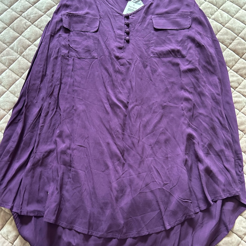 Torrid Deep Purple Button-Down Blouse